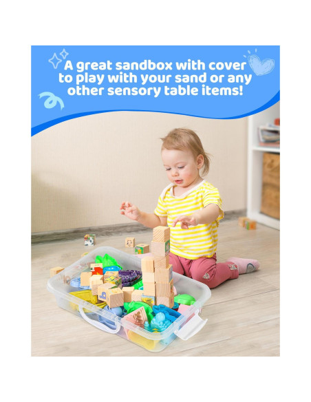 Bandeja de Arena Sensorial Portátil Sikmcle 33x21.6cm Azul