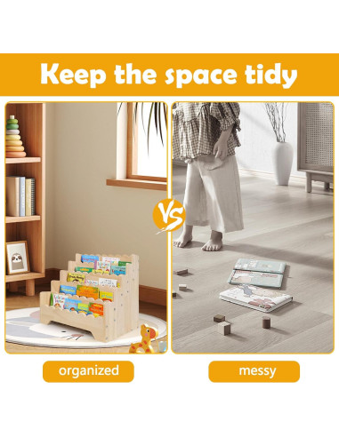 Estante de Libros Infantil ElasignShopo 5 Niveles Madera 42.9x29x39.9 cm