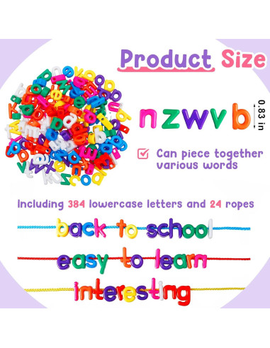 Wesiti 408 Piezas Letras de Enhebrado para Niños - Juguete Educativo