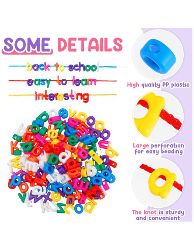 Wesiti 408 Piezas Letras de Enhebrado para Niños - Juguete Educativo