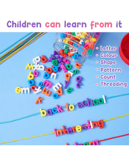 Wesiti 408 Piezas Letras de Enhebrado para Niños - Juguete Educativo