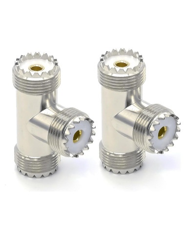 Adaptador Coaxial Divisor en T UHF Doble Femenino 2PCS