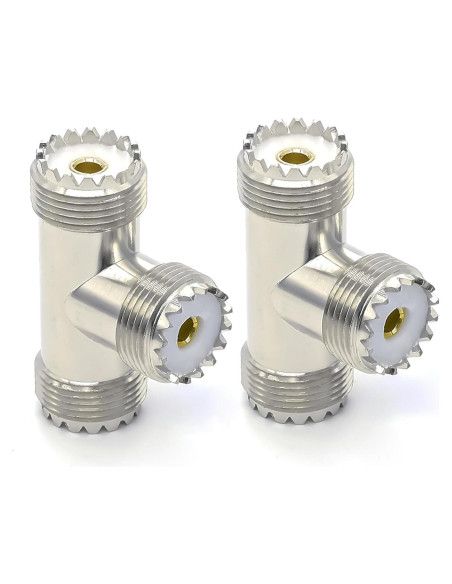 Adaptador Coaxial Divisor en T UHF Doble Femenino 2PCS
