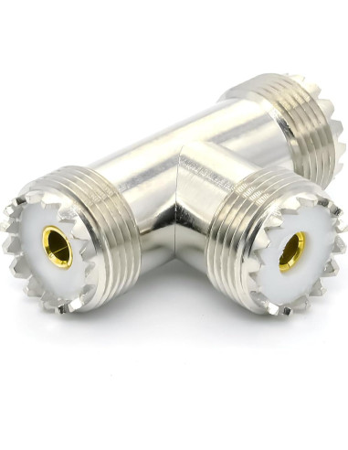Adaptador Coaxial Divisor en T UHF Doble Femenino 2PCS