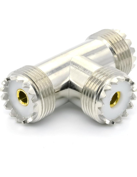 Adaptador Coaxial Divisor en T UHF Doble Femenino 2PCS