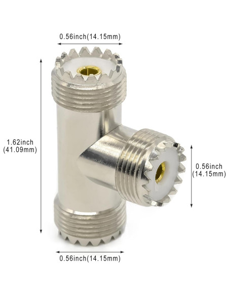 Adaptador Coaxial Divisor en T UHF Doble Femenino 2PCS