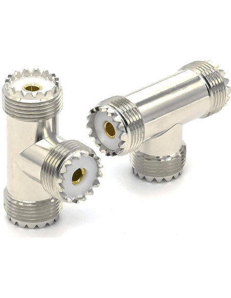 Adaptador Coaxial Divisor en T UHF Doble Femenino 2PCS
