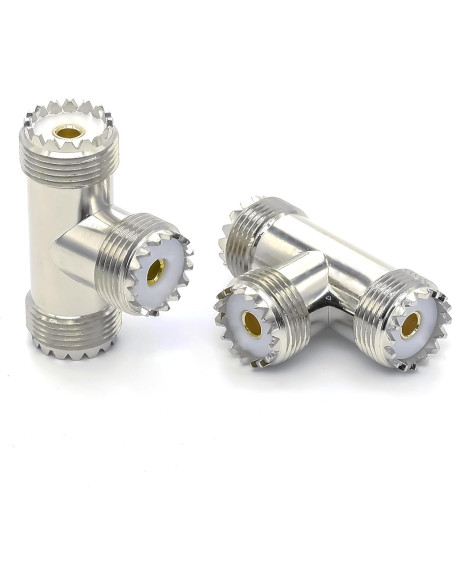 Adaptador Coaxial Divisor en T UHF Doble Femenino 2PCS