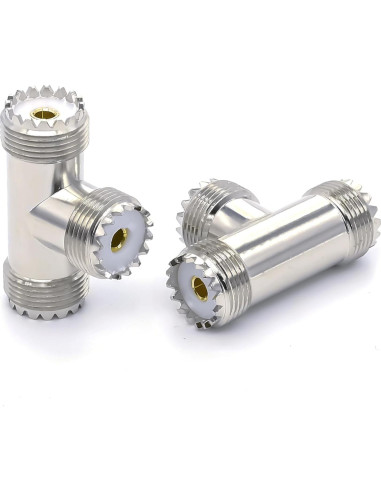 Adaptador Coaxial Divisor en T UHF Doble Femenino 2PCS