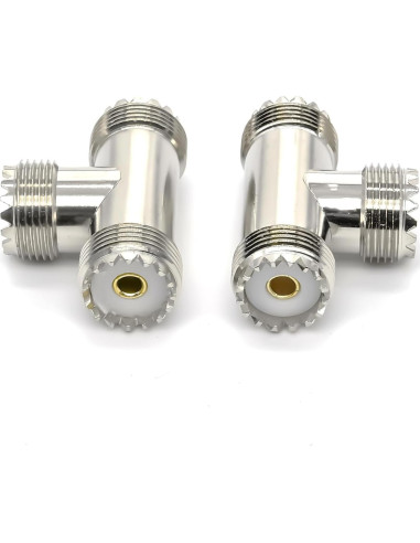 Adaptador Coaxial Divisor en T UHF Doble Femenino 2PCS