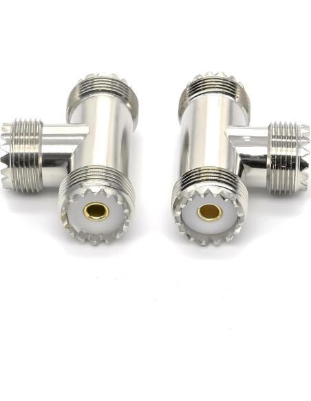 Adaptador Coaxial Divisor en T UHF Doble Femenino 2PCS