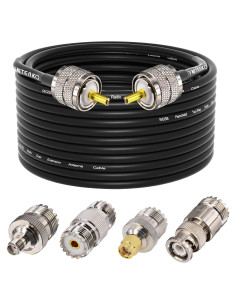 Cable Coaxial RG58 15m YovKiss PL259 Macho a Macho + 4 Adaptadores