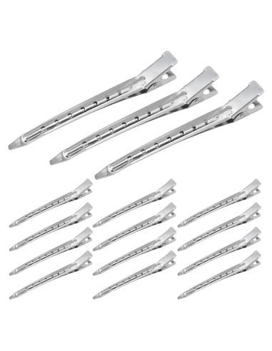15 Clips de Pelo en Forma de Pato Metal Plateado 8.9 cm