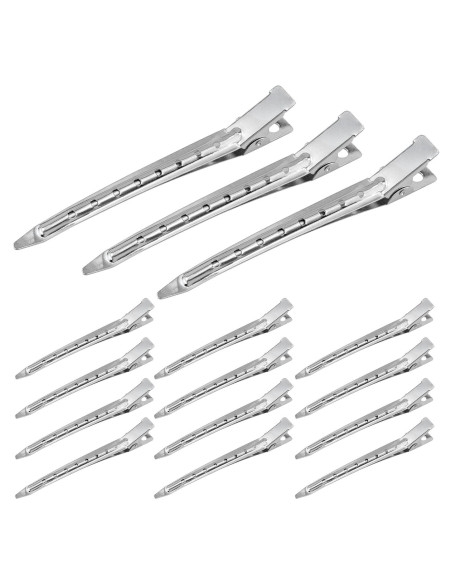 15 Clips de Pelo en Forma de Pato Metal Plateado 8.9 cm