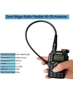 Antena de Aviación Radtel 108-136Mhz SMA Femenino 35cm 2