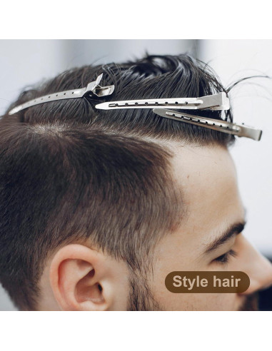 15 Clips de Pelo en Forma de Pato Metal Plateado 8.9 cm