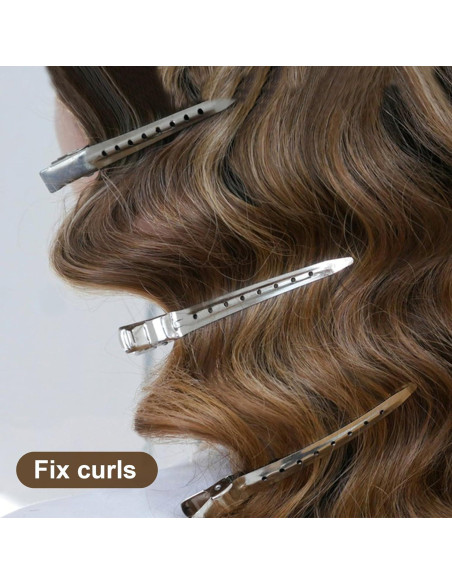 15 Clips de Pelo en Forma de Pato Metal Plateado 8.9 cm