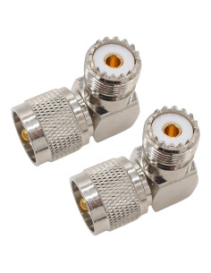 Adaptadores de ángulo recto UHF PL259 a SO239 - Paquete de 2