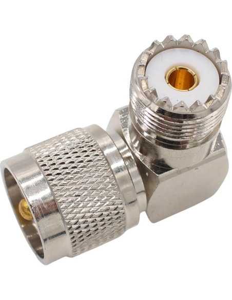 Adaptadores de ángulo recto UHF PL259 a SO239 - Paquete de 2
