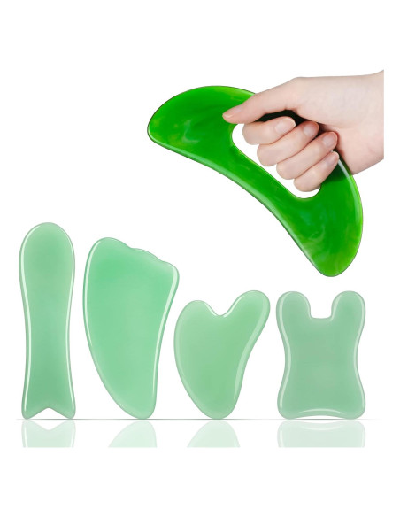 Conjunto de Herramientas Gua Sha Facial Treela 5 Piezas Resina Verde