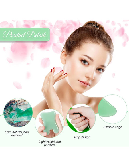 Conjunto de Herramientas Gua Sha Facial Treela 5 Piezas Resina Verde