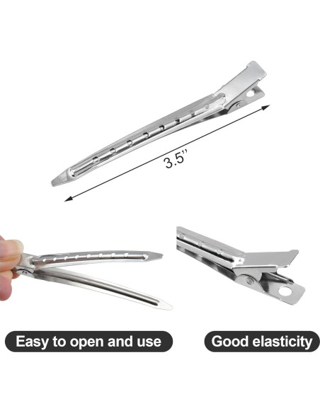 15 Clips de Pelo en Forma de Pato Metal Plateado 8.9 cm