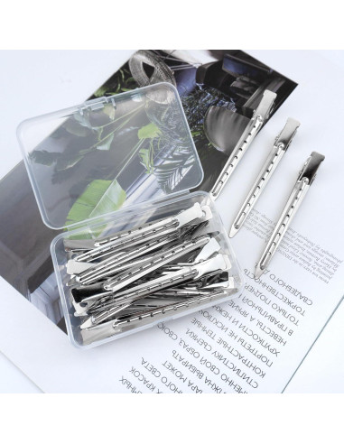 15 Clips de Pelo en Forma de Pato Metal Plateado 8.9 cm