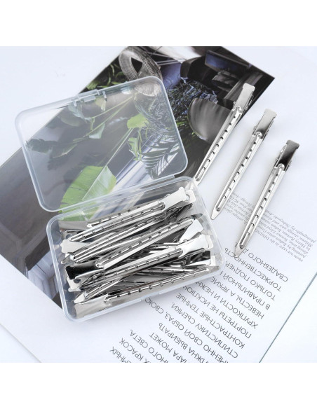 15 Clips de Pelo en Forma de Pato Metal Plateado 8.9 cm