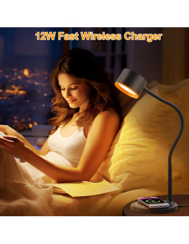 Lámpara de Escritorio LED LiFMIRA con Cargador Inalámbrico 12W