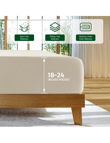 Sábanas Reina SONORO KATE 100% Viscosa Bambú Beige 4 Piezas