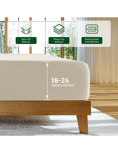 Sábanas Reina SONORO KATE 100% Viscosa Bambú Beige 4 Piezas