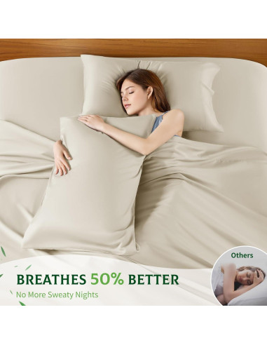 Sábanas Reina SONORO KATE 100% Viscosa Bambú Beige 4 Piezas