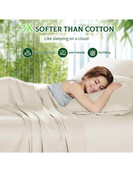 Sábanas Reina SONORO KATE 100% Viscosa Bambú Beige 4 Piezas