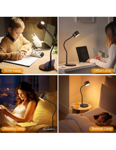 Lámpara de Escritorio LED LiFMIRA con Cargador Inalámbrico 12W