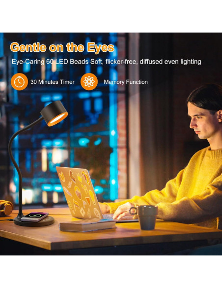 Lámpara de Escritorio LED LiFMIRA con Cargador Inalámbrico 12W