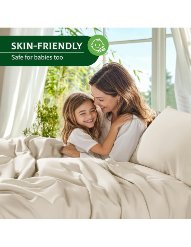 Sábanas Reina SONORO KATE 100% Viscosa Bambú Beige 4 Piezas