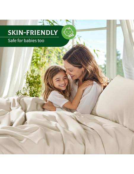 Sábanas Reina SONORO KATE 100% Viscosa Bambú Beige 4 Piezas
