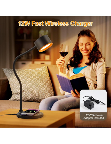 Lámpara de Escritorio LED LiFMIRA con Cargador Inalámbrico 12W