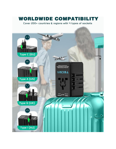 Convertidor de Voltaje 220V a 110V TECSIX con 4 USB