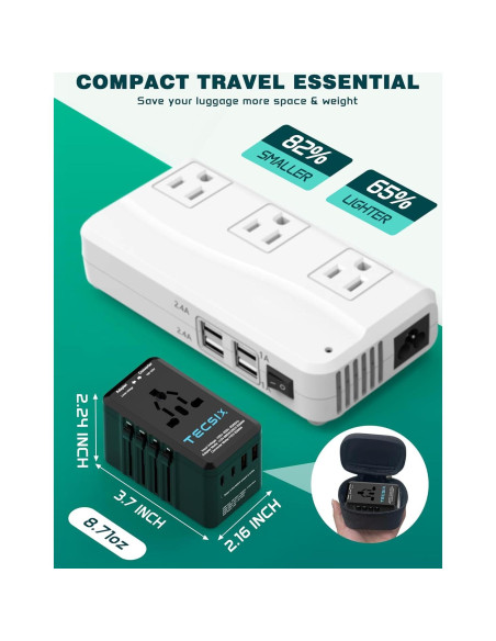 Convertidor de Voltaje 220V a 110V TECSIX con 4 USB