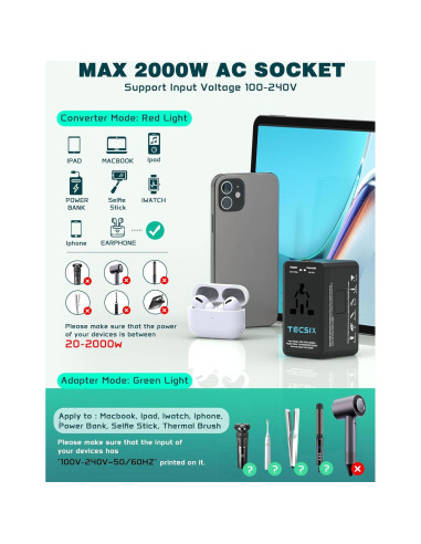 Convertidor de Voltaje 220V a 110V TECSIX con 4 USB