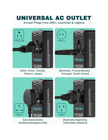 Convertidor de Voltaje 220V a 110V TECSIX con 4 USB