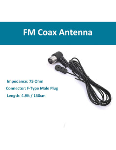 Antena FM Coaxial AEDIKO 75 Ohm 150 cm + Antena AM Loop 2