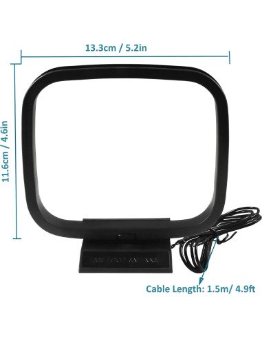 Antena FM Coaxial AEDIKO 75 Ohm 150 cm + Antena AM Loop