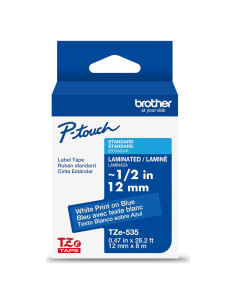 Cinta de Etiqueta Brother P-Touch TZe535 Blanca Azul 12mm x 8m
