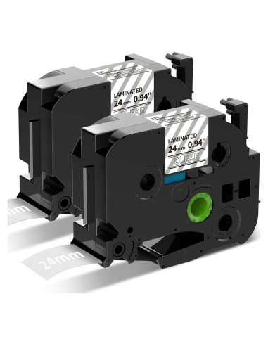 Cinta de Etiqueta Buyalot TZe-155 24mm Blanca Transparente Paquete 2