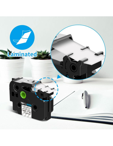 Cinta de Etiqueta Buyalot TZe-155 24mm Blanca Transparente Paquete 2