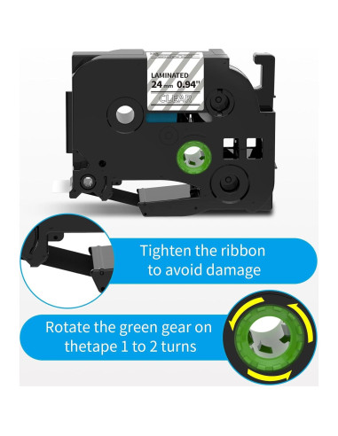 Cinta de Etiqueta Buyalot TZe-155 24mm Blanca Transparente Paquete 2