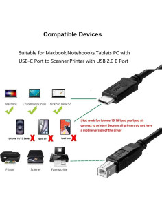 Cable USB C a USB B 2m Storel para impresoras HP Canon Epson 2