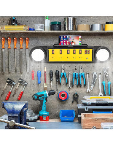 Regleta de Energía NEXVOTOOLS 5 Salidas con Luces LED 2.44m